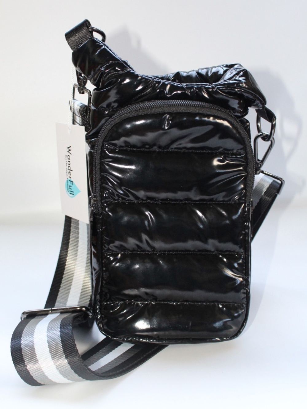 Wanderfull - New Blk Glossy Hydrobag® Crossbody Bag w/ Adjustable Strap